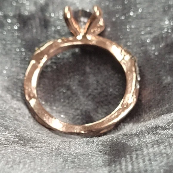 Rose Gold Color  Crystal Zircon Engagement Ring - Picture 5 of 6